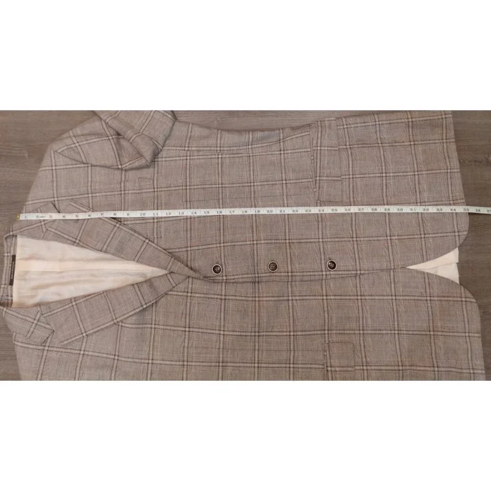 Baumans Ermenegildo Zegna Blazer Sport Coat 3-Button Linen Wool Checked‎ Blazer